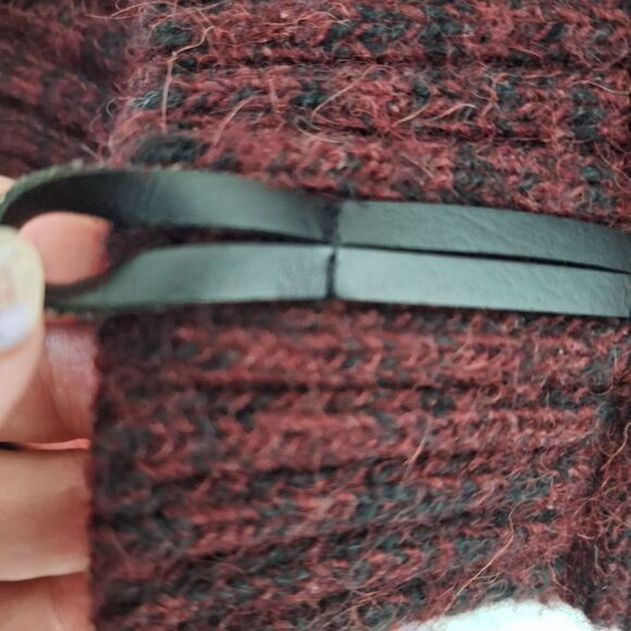 Andean Mens Alpaca Wool Blend Cable Knit Shawl Cardigan Sweater Maroon Small - Picture 10 of 15